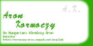 aron kormoczy business card