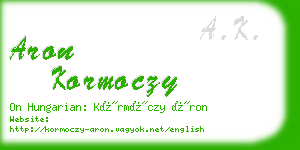 aron kormoczy business card